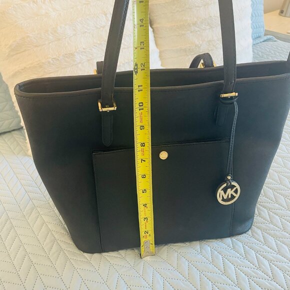 Michael Kors Black Large Jet Set Snap Pocket Tote Handbag - Picture 12 of 15